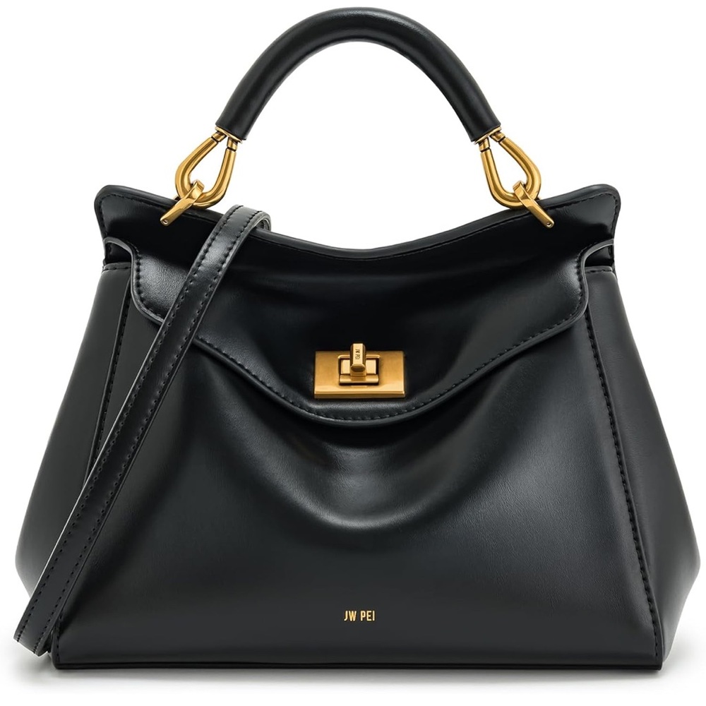JW PEI Black Satchel with Gold Accents